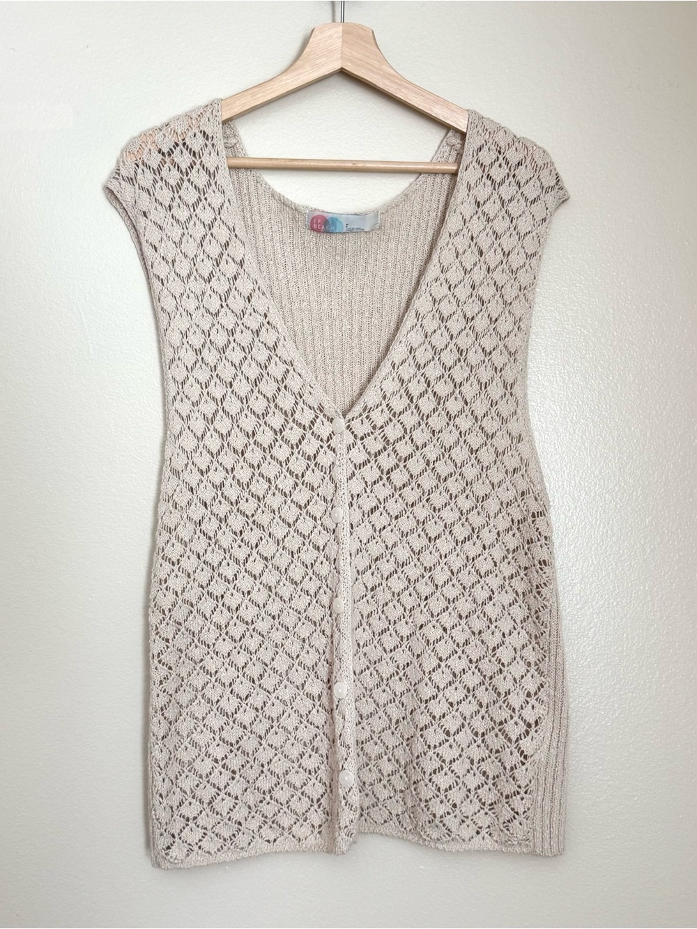 Free People from the FP Beach collection: Crochet Knit Button-Front Vest